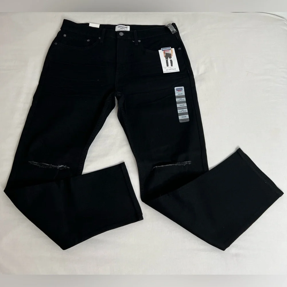 DENIZEN From Levi's 286 Taper Jeans Men's Black Denim Slim Fit Size 34X30
